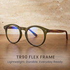 2SeeLife Large Round TR-90 Reading Glasses for Men & Women – Medium-Large Fit, Durable, Spring Hinges, Blue Light Readers, Green, +3.50