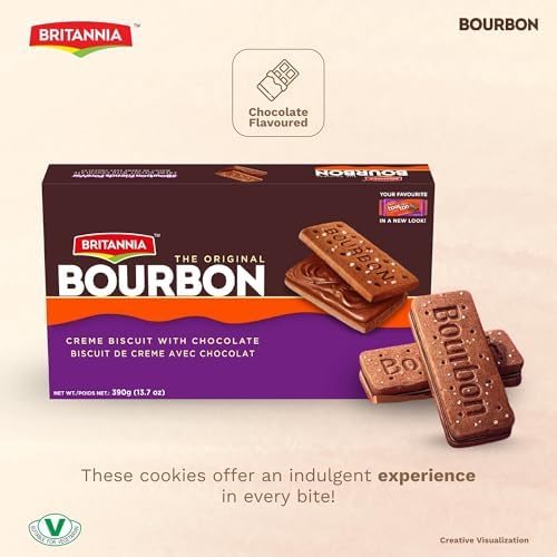 Britannia The Original Bourbon Chocolate Crème Biscuits, Classic Chocolate Sandwich Cookies, 390g (13.7 oz)