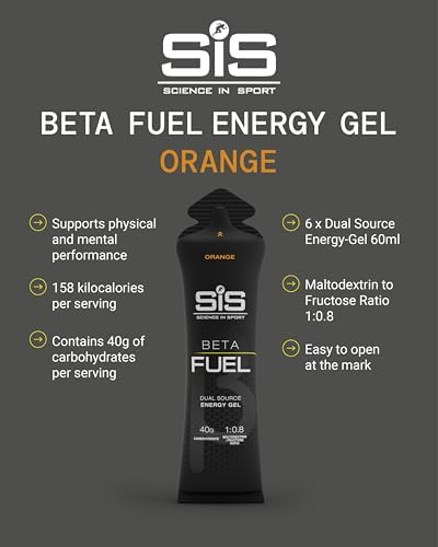 Science in Sport BETA Fuel Gel - Dual-Source Energy Gel - Isotonic Gel - Fast-Absorbing Carbohydrate Energy - Sports Nutrition - Easy on Stomach - Portable - Orange Flavor - 30-Pack
