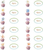 48Pcs Floral Party Cupcake Toppers for Wildflower Birthday Baby Shower Garden Floral Fairy Party Decorations