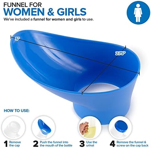 Stock Your Home Unisex Urinal Bottle (1 Pack) - Portable Urinal for Women & Men - Female Urinal with Lid - 32 Oz Female Urination Device - Women Pee Funnel Cup for Emergency, Travel, Car & Camping