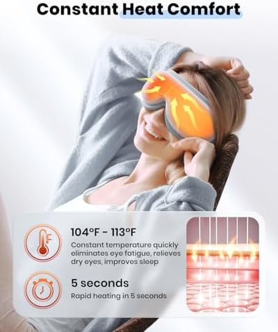 latumab Eye Massager with Heat, Heated Eye Mask with Bluetooth Music, Face Massager, Mask for Migraine & Headache Relief, Improved Sleep, Birthday Gifts for Mom Dad Women Men Her Him