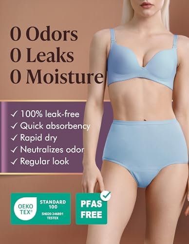 AIRCUTE Washable Urine Absorbency Incontinence Underwear for Women Bladder Leak Proof Cotton Panties 60ML 5 Pack(5 Colors, 2X-Large)