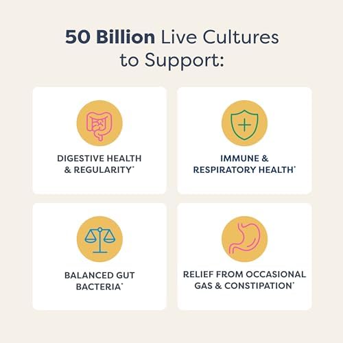 Renew Life Extra Care Digestive Probiotic Capsules, 50 Billion CFU Guaranteed, Daily Supplement Supports Immune, Digestive, Respiratory Health(1), L. Rhamnosus GG, Dairy, Soy and Gluten-Free, 60 Count