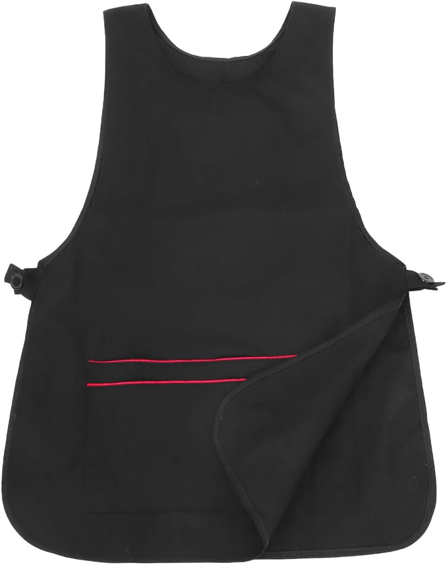 FRCOLOR Professional Hairdresser Apron with Pockets Waterproof Stylist Work Smock Black Barber Pinafore for Salon Home Kitchen
