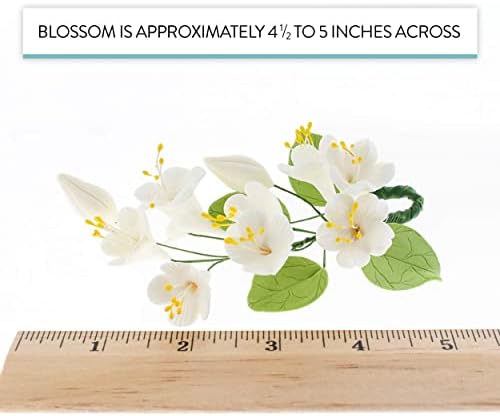 Cherry Blossom Sugar Flower Spray – Gumpaste Flowers for Cakes – Handmade Cake Decorations – Sakura Floral Topper – Sugar Flowers for Wedding & Birthday Cakes - White, 1 Count by Global Sugar Art