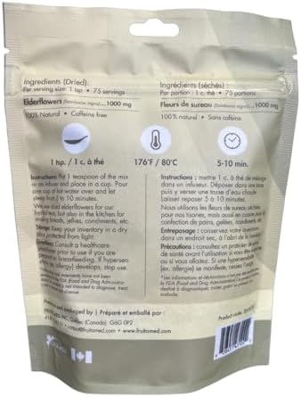 Elderflower bulk. Make healthy herbal tea (enough for 75 cups), or use it to make delicious bread, elderflower jelly, or cookies. 75 grams (bulk)