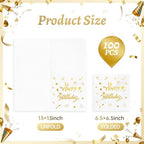 100 PCS Happy Birthday Paper Napkins, 2-Ply Gold Foil Birthday Disposable Decorative Paper Napkins, 13×13 Inch Dinner Cocktail Napkin for Birthday Party Bathroom Table Decor Guest Supplies