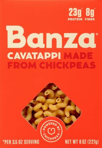 Banza Cavatappi Pasta from Chickpeas - Gluten Free, High Protein, and Lower Carb Protein Cavatappi Chickpea Pasta - 8oz (Pack of 5)