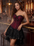 Zhitunemi Corsets For Vampire Costume Women: Floral Bustier Corset Tops For Women - Burlesque Moulin Rouge Costumes