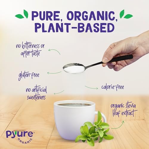 Pyure Organic Stevia Blend | Granulated Sugar Substitute with Zero Calories & Carbs | Keto, Diabetic & Vegan Friendly | Sugary Taste Alternative | USDA Organic, Non-GMO | Erythritol Free | Good For Baking | 2.5lb (40oz)