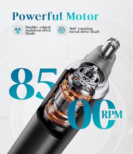 Nose Hair Trimmer for Men and Women, Type-C Rechargeable Precision Groomer with Double-Edged Blades, Painless & IPX7 Waterproof Design for Nose, Ears, Eyebrows and Facial Hair