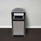 Commercial Waste Container Trash Can for Outdoor, Rectangular Trash Can with Ashtray, Stainless Steel Garbage Bin(15 gal with Ashtray)