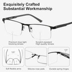 EYECEDAR 5 Pack Premium Blue Light Blocking Reading Glasses Men Metal Half Frame Spring Hinges Computer Readers for Men and Women 2.5