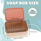 2Pcs Soap Dish Holder with Drainage Tray and Lid, 2 Layers Removable Bar Soap Case Container, Large Waterproof Soap Box for Shower Bathroom Sink, Pink+Green