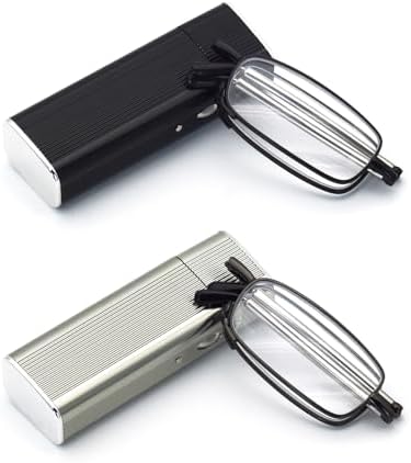 Folding Reading Glasses with Small Hard Case Clear Lenes Readers Easy Carry and Comfort