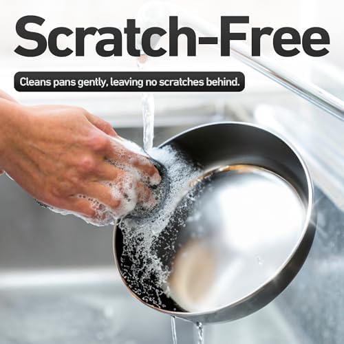 6-Pack Silicone Kitchen Scrubbing Sponges, Heavy-Duty, Non-Scratch Kitchen Sponges | Reusable, Odor-Free, Multipurpose Cleaning Sponge for Kitchen, Bathroom, Dishes, Non-Stick Cookware, Countertops
