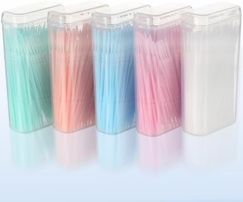 500Pcs Double Head Dental Floss Interdental Toothpick Brush Teeth Stick Oral Care Tool Disposable Plastic Toothpicks for Travel and Home Use (100pcs/Box)