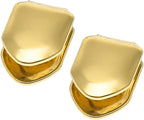 2 Pcs 14K Plated Gold Fake Teeth Single Tooth Caps Golden Mouth Dental Grills Hip Hop Teeth Braces Party Accessories