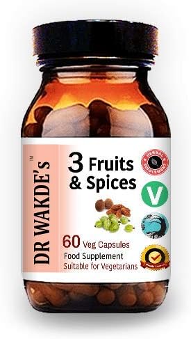 DR WAKDE'S 3 Fruits & Spices Capsules (60 Veg Caps, Digestive Support, Triphala and Trikatu, Ayurvedic Supplement, Vegan, Herbal, All Natural, Made in UK)