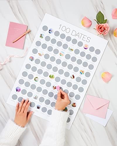 Ivvy & Co. TBD 100 Date Scratch Off Poster - Date Night Wish List Anniversary for Couples Date Night Ideas Birthday for Women