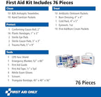 First Aid Only 91322 ANSI A 2021 and OSHA Compliant First Aid Kit, 10-Person Emergency First Aid Kit for Business, Home, Car, and Worksites, 76 Pieces