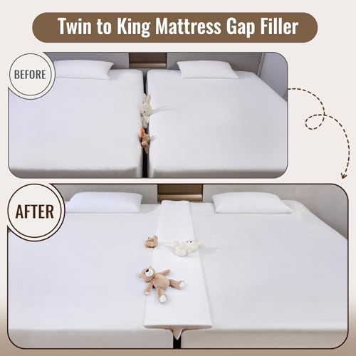 Vekkia 80 x 12 Extra-Wide & Thin Twin to King Converter- Split King Gap Filler (0-3") with Upgraded T-Shaped Design,Washable Cover, Fits Family Beds, Guest Room, Hotel & Vacation Rentals