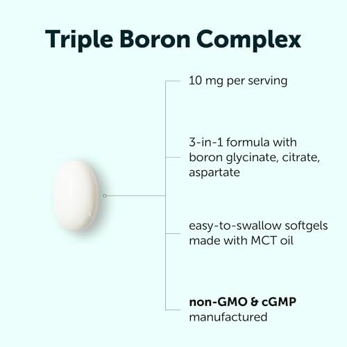 Micro Ingredients Triple Boron Complex 10mg Per Serving, 360 Softgels with MCT Oil | Boron Supplement for Men & Women | Boron Glycinate, Citrate & Aspartate Triple Action Formula | Non-GMO Gluten Free