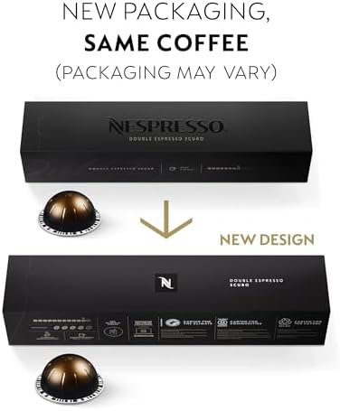 Nespresso Capsules Vertuo, Double Espresso Scuro, Dark Roast Espresso Coffee, 30-Count Coffee Pods, Brews 2.7oz.