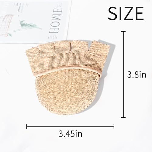SooGree 2Pairs Toe Topper Half Socks - Ball of Foot Cushions, Forefoot Pads for Women No Show Socks