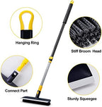 Yocada Floor Scrub Brush Tub Tile Scrubber Brush Set Telescopic Handle 2 in 1 for Cleaning Bathroom Kitchen Toilet Wall Tub Tile Sink Non-Scratch