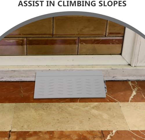 Threshold Ramp for Doorways - Grey Plastic Step Ramp for Sweeping and Wheelchairs, Solves Curb and Step Obstacles, Easy Installation for Home and Office Use