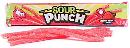 Sour Punch Strawberry Sour Straws 2oz Tray (Pack of 24)