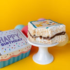 Happy Birthday Gourmet Sweet Treat Gift Box with 1 Delicious Jumbo Chocolate Caramel Crispy Treat – Ready-to-Gift Birthday Treat Box for Women, Men, Mom, Dad, Friends, Adults & Kids