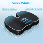 Ergonomic Memory Foam Seat Cushion & Lumbar Support Pillow Set, Orthopedic Coccyx Cushion for Office Chair, Car, Home – Relieves Back, Sciatica & Tailbone Pain, Improves Posture Black/Large