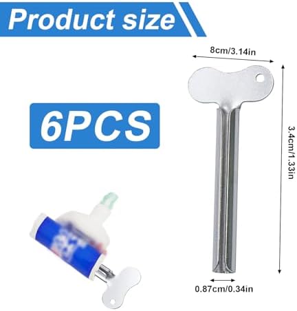 6 Pcs Toothpaste Squeezer, Metal Tube Squeezers, Stainless Steel Toothpaste Keys Roller Tube, Manual Dispenser Roller Tube Wringer for Toothpaste Paint,Cream, Cosmetic and Hair Dye(Silver)
