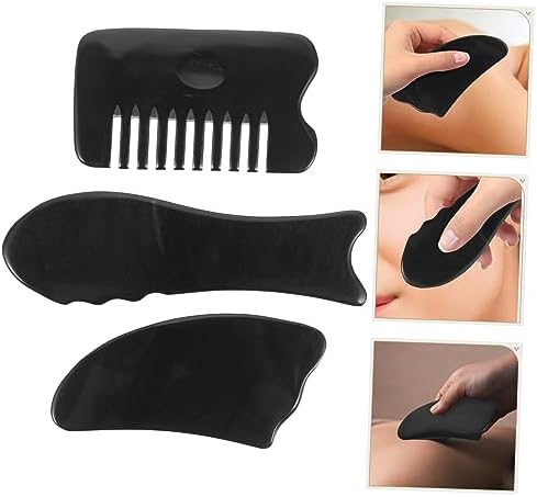 FRCOLOR 3pcs Multi-Functional Gua Scraping Tools Massage Plates for Muscle Relief Portable
