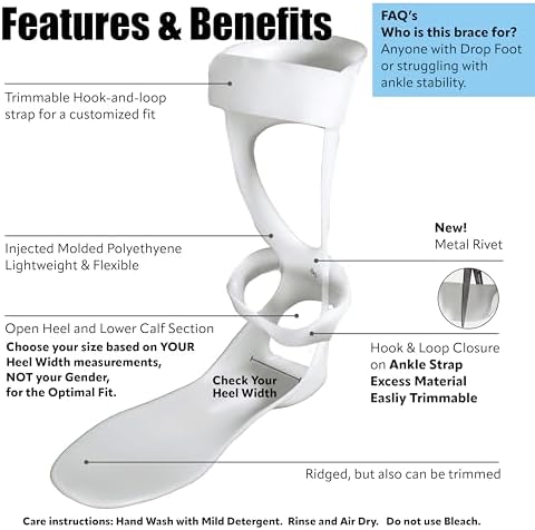 BraceOn AFO Swedish Drop Foot Stabilizer for Walking and Exercise, Drop Foot Braces for Men, AFO Brace & Foot Drop Braces, Foot Boot for Injured Foot, Men, Left