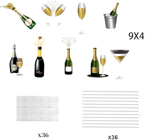 36pcs Champagne Cupcake Topper Party Supplies Children Boy Girl wine Theme Happy Birthday Party Cupcake Picks Weight Lifting Party Decorations