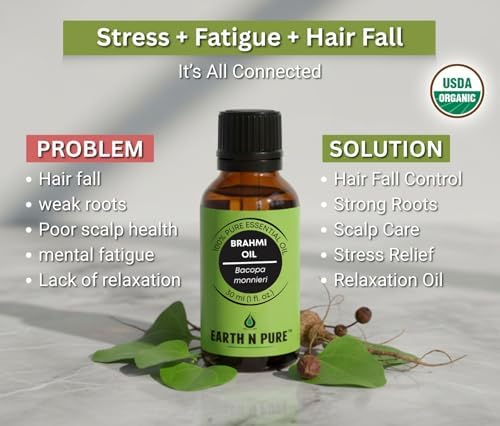 Earth N Pure Brahmi Oil for Hair, Cold Pressed, Natural and Therapeutic Grade - 200 ML