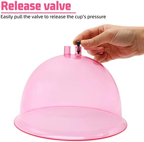 ZILAMPU Vacuum Cupping Machine Accessories, XXL 10 inch Diameter Big Buttock Shape Suction Therapy Cups 250MM with Y Hose for Butt Lift,Body Massage (Pink-1 Pair)