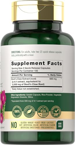 Carlyle Devils Claw | 200 Capsules | Concentrated Root Extract | Devils Claw Herbal Supplement | Non-GMO, Gluten Free Supplement