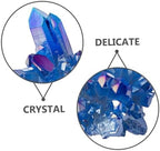 DECHOUS Natural Crystal Cluster Geode, Blue Raw Quartz Geode Crystal Cluster Stone Small Healing Crystals for Home Decoration, Healing, Meditation