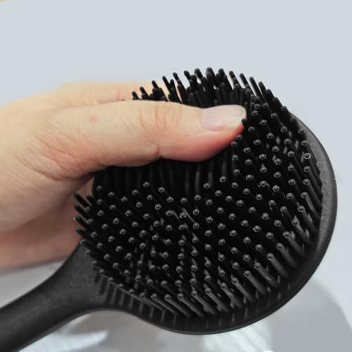 Silicone Back Scrubber for Shower Body Brush with Long Handle Double Sided Bath Exfoliating Massage Brushes Men Women (Black)