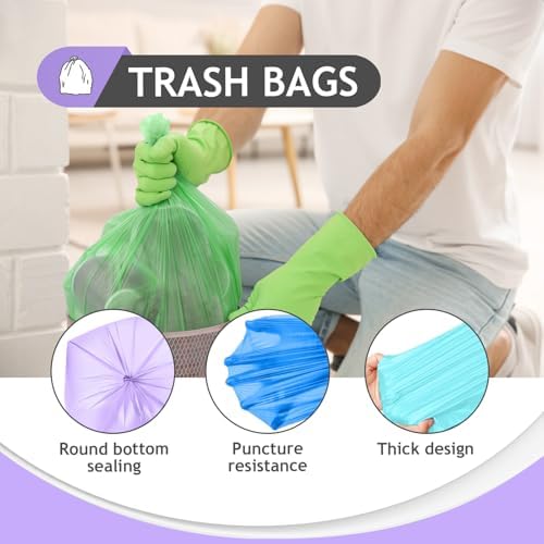 Small Trash Bags 3 Gallon 170 Count Strong Trash Bags Colorful Small Garbage Bags, Trash Can Liners for Bathroom Home Office Kitchen Bedroom, fit 5-10 Liter, 1,1.2,1.6,2,2.6,3 Gal,Multicolor