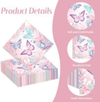 50 Pcs Butterfly Napkins 13 x 13 Inches, Butterfly Birthday Paper Napkins Butterfly Theme Supplies Disposable Cocktail Napkinsfor Kids Girl Birthday Party Decorations (Butterfly)