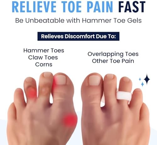 Dr. Frederick's Original Hammer Toe Corrector Gels - 2 Pairs - All-Day Relief for Crooked & Overlapping Toes - Soft Cushioning - Symptomatic Support for Toe Alignment - White - 1 Loop Design