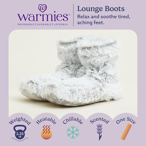 warmies Microwaveable House Slipper Boots for Women - Womens Shoe Sizes 6-10 - Comfy, Soft & Fuzzy Indoor Bootie Slipper with Backs & Memory Foam Soles - Cozy Warm Slip On Boots