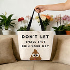 Funny Poop Tote Bag Reusable Grocery Bags Aesthetic Shopping Shoulder Handbag with Interior Zipper Pocket Stylish Funny Poop Present for Women