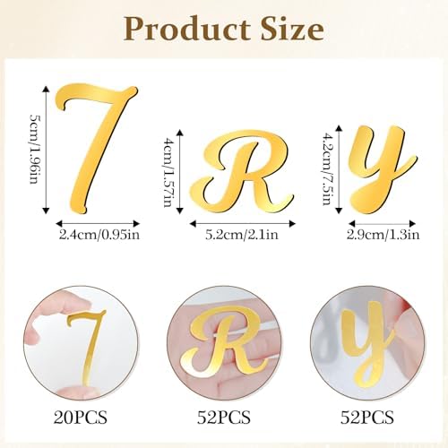 126 PCS Custom Name Cake Topper Acrylic Letters DIY Personalized A-Z & 0-9 Number Alphabet Cake Decoration For Wedding Anniversary Baby Shower Party Birthday Supplies（Gold）